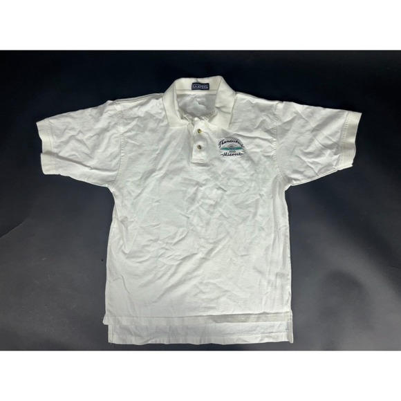 Thunderbird Brand Other - LA Loving Y2K Polo‎ Shirt Mens Large Ivory Hi-Low Hem Made In USA Thunderbird